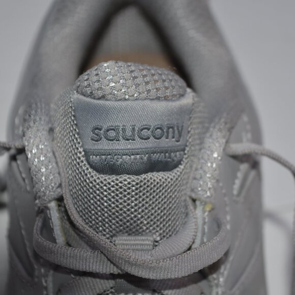 SAUCONY SZ 8 ATHLETIC SNEAKERS WOMENS GRAY TENNIS 1 WALK TRAC LEATHER - Picture 3 of 7